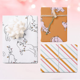 Pink Cat Weihnachtslicht Geschenkpapier Set