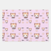 Pink Cat Wrapping Paper Geschenkpapier Set (Vorderseite 3)