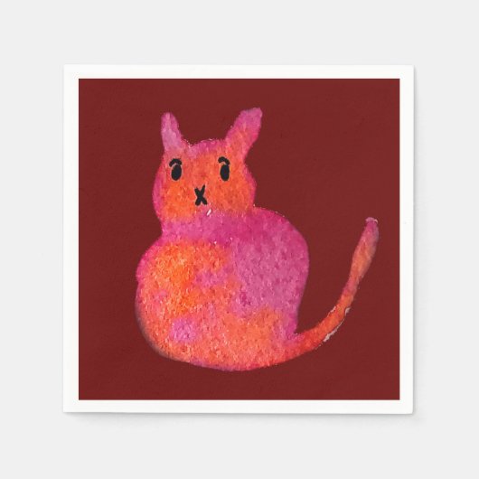 Pink Cate Funky niedlich Kitty Serviette (Vorderseite)