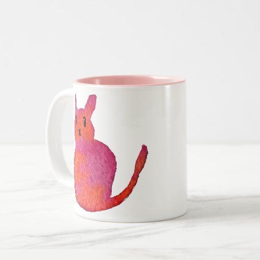 Pink Cate Funky niedlich Kitty Zweifarbige Tasse (Vorderseite Links)