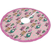 Pink Cats in Ugly Christmas Sweaters Polyester Weihnachtsbaumdecke (Schrägansicht)