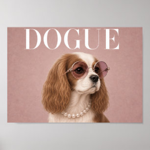 Pink Cavalier King Charles Hund Covergirl A4 Poster