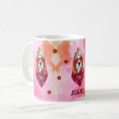 Pink Cavalier Spaniel Valentinstag Geschenk Hund Kaffeetasse (Vorderseite Links)