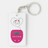 Pink CD Player with Earphones Kissing Schlüsselanhänger (Rückseite)