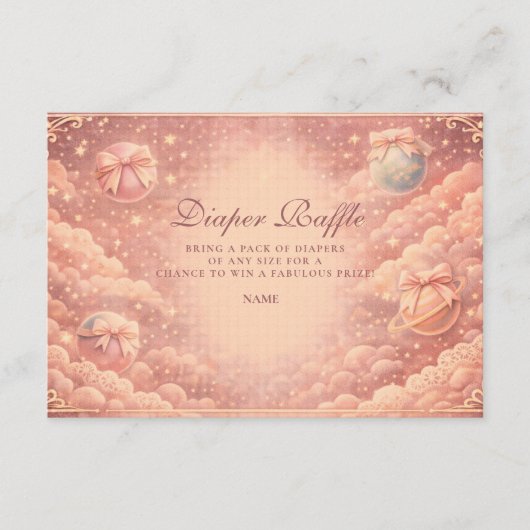 Pink Celestial Bows Clouds Diapper Raffle Begleitkarte (Vorderseite)