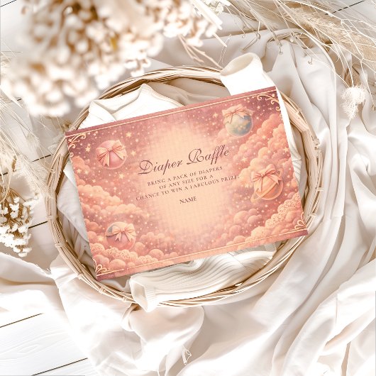 Pink Celestial Bows Clouds Diapper Raffle Begleitkarte