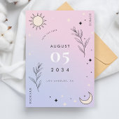 Pink Celestial Moon Sun Tarot Mystic Foto Wedding Save The Date