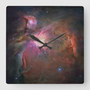 Pink Celestial Orion Nebel Foto Quadratische Wanduhr
