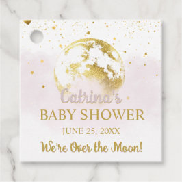 Pink Celestie über dem Mond und Stars Babydusche Geschenkanhänger