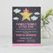 Pink Chalkboard Kleine Star Baby Dusche laden ein Einladung (Stehend Vorderseite)