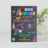 Pink Chalkboard Science Einladung (Stehend Vorderseite)