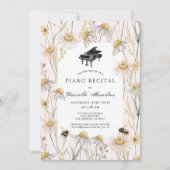 Pink Chamomiles & Bees Piano Recital Einladung (Vorderseite)