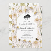 Pink Chamomiles & Bees Piano Recital Einladung (Vorne/Hinten)