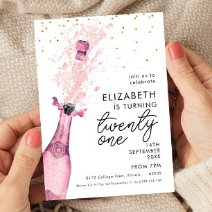 Pink Champagne 21. Geburtstag Einladung