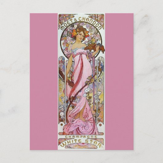 Pink Champagne - Art Nouveau Postkarte (Vorderseite)
