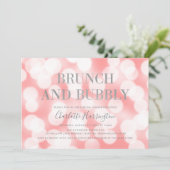 Pink Champagne Bokeh Brunch & Bubbly Brautparty Einladung (Stehend Vorderseite)