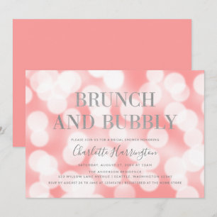 Pink Champagne Bokeh Brunch & Bubbly Brautparty Einladung