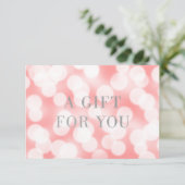 Pink Champagne Bokeh Lights Geschenkgutschein (Stehend Vorderseite)