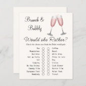 Pink Champagne Brautparty Game Card (Vorne/Hinten)