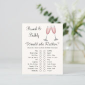 Pink Champagne Brautparty Game Card (Stehend Vorderseite)