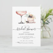 Pink Champagne Bridal Dusche Einladung (Stehend Vorderseite)