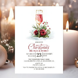 Pink Champagne Brunch and Bubbly Christmas Einladung