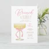 Pink Champagne Brunch & Bubbly Bridal Shower Einladung (Stehend Vorderseite)