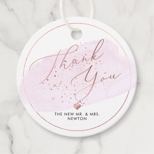 Pink Champagne Bubbles, Aquarell Danke Geschenkanhänger (Vorderseite)