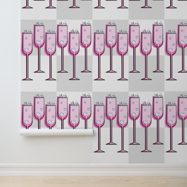 Pink Champagne Checkerboard Tapete (Anwendung)
