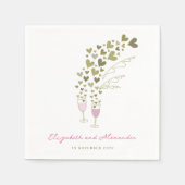 Pink Champagne Cheers Golden Hearts Wedding Party Serviette (Vorderseite)