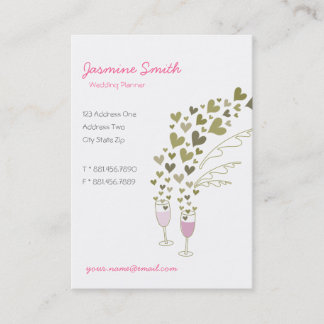 Pink Champagne Cheers Hearts Template Visitenkarte