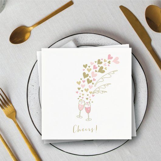 Pink Champagne Cheers Verlobung Wedding Party Serviette