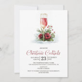 Pink Champagne Christmas Cocktails Einladung (Vorderseite)