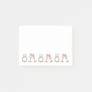 Pink Champagne Diamond Ring Bling Wedding Bridge Post-it Klebezettel