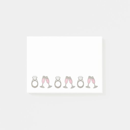 Pink Champagne Diamond Ring Bling Wedding Bridge Post-it Klebezettel (Vorderseite)