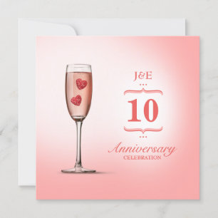 Pink Champagne - Einladung zum Hochzeitstag