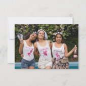 Pink Champagne Flasche Script Schwarzes Brautparty Dankeskarte (Rückseite)