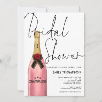 Pink Champagne Flasche Script Weißes Brautparty