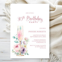 Pink Champagne Floral 30th Birthday Party