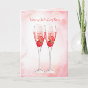 Pink Champagne Galentine's Day Karte