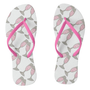 Pink Champagne Glass Bride Wedding Flip Flops Badesandalen