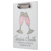 Pink Champagne Glass Wedding Planer Koordinator Klemmbrett (Links)