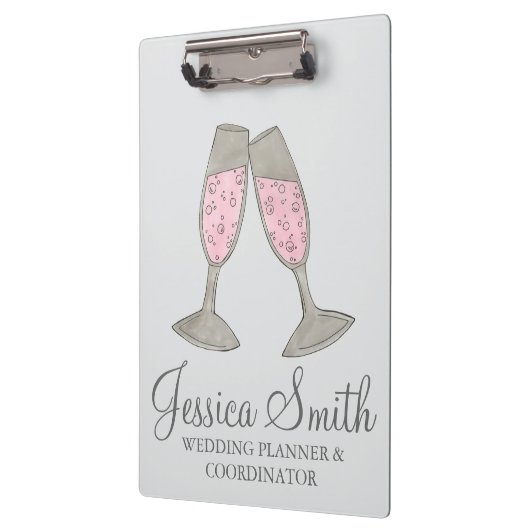 Pink Champagne Glass Wedding Planer Koordinator Klemmbrett (Links)