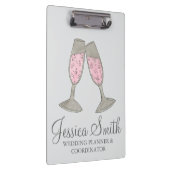 Pink Champagne Glass Wedding Planer Koordinator Klemmbrett (Rechts)