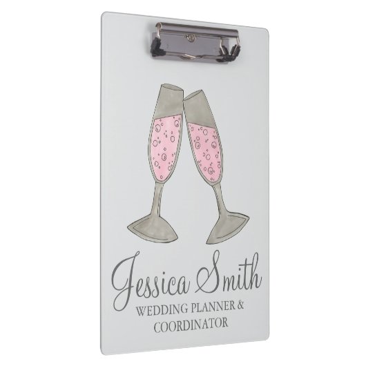 Pink Champagne Glass Wedding Planer Koordinator Klemmbrett (Rechts)