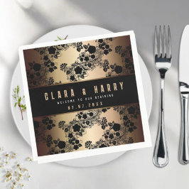 PINK champagne gold vintage floral wedding  Serviette