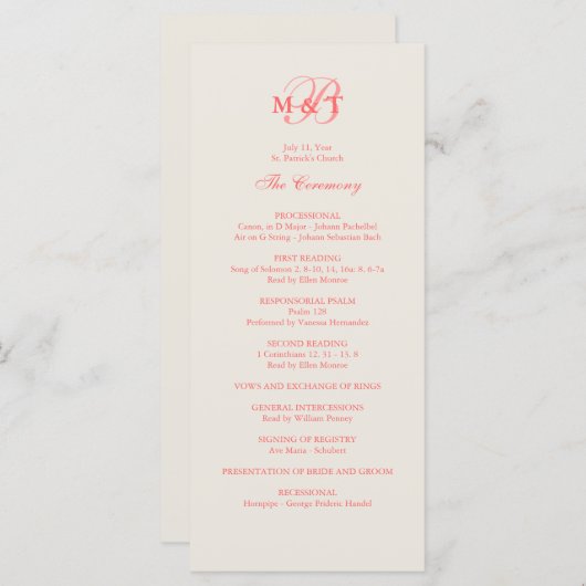 Pink & Champagne Hochzeitsprogramm Programm (Vorne/Hinten)