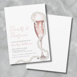 Pink Champagne Pearls & Prosecco Brautparty Einladung