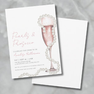Pink Champagne Pearls & Prosecco Brautparty Einladung