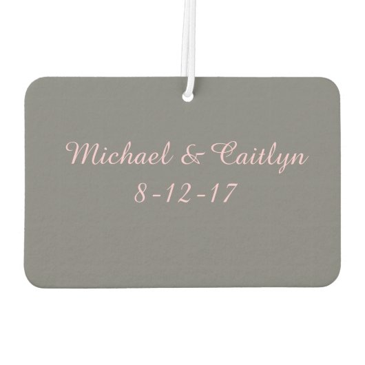 Pink Champagne Personalisierte Hochzeitsfeier Brau Autolufterfrischer (Rückseite)